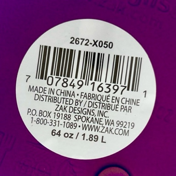 zak! Leak-Proof Duo Gulp Lid BPA-Free Water Bottle 64oz Pink Purple-NEW! - Picture 5 of 5